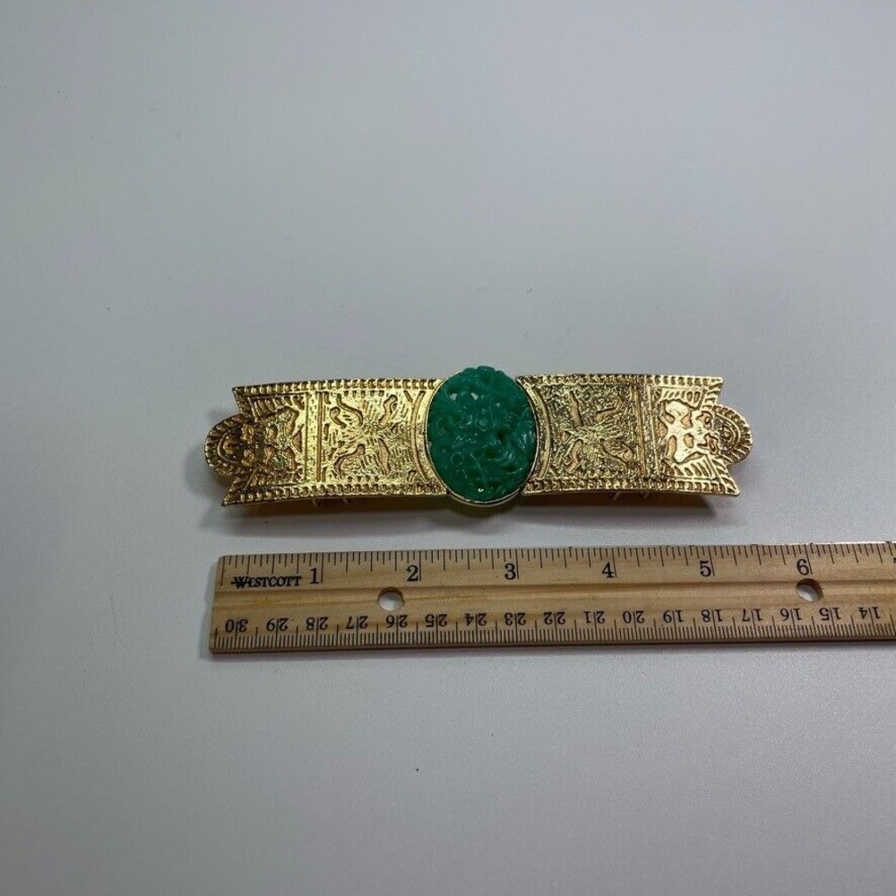 Gay Bover Designer Belt Buckle Gold-Tone w/Asian Flair 1980's Takes 1.25" Belt - Picture 3 of 6